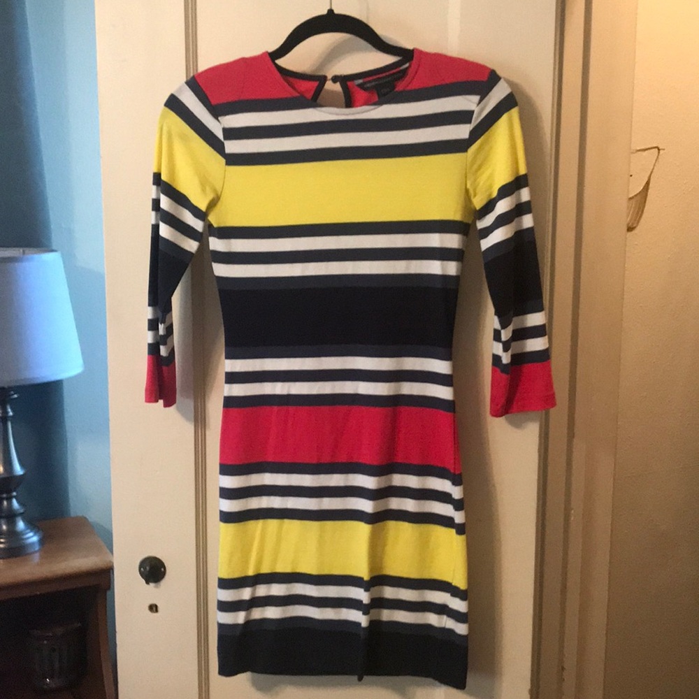 French Connection Multi Jag Stripe Dress